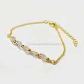Raw Herkimer Bracelet, Raw Healing Gemstone Bracelet, Gold Electroplated Bracelet, April Birthstone